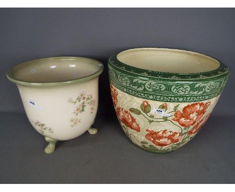 A very large Mintons jardiniere with floral decoration, printed mark to the base, approximately 36 cm (h) and 42 cm (d) and o