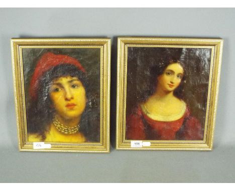 Two framed oleograph portraits of ladies, each approximately 29 cm x 24 cm. [2]