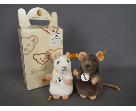 Steiff - a Steiff mouse entitled Piff with button and yellow tag in ear and original tag under chin and a Steiff mouse entitl