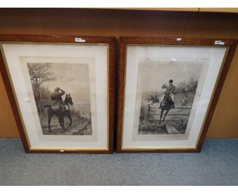Two late 19th century prints after Thomas Blinks, the first depicting a Huntsman jumping a fence with others in the backgroun
