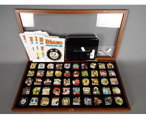 A set of Danbury Mint enamelled pin badges from the 'Beano Collector Pin' series, each depicting a character from the Beano c