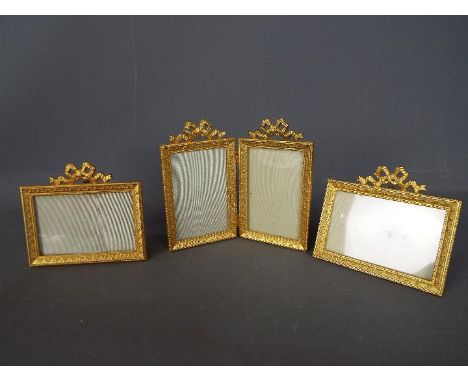 Three gilt photo framesCondition Report: Generally good condition, some gilt loss, single frames are approximately 7.5 cm x 1