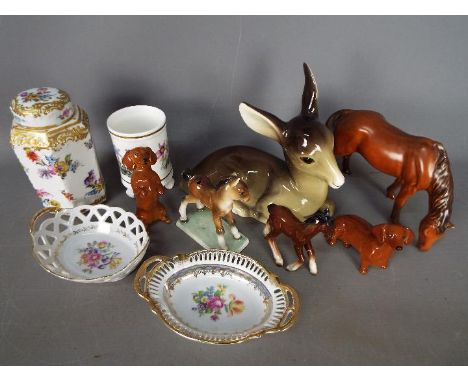 A small mixed lot of ceramics to include a Midwinter fawn, Royal Worcester vase, PM Martinroda, Beswick and similar.