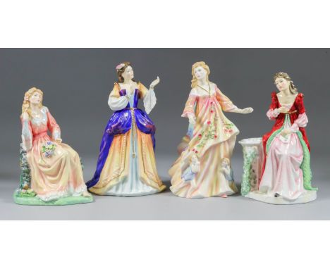 Four Royal Doulton "Shakespeare Ladies" Limited Edition Bone China Figures - "Desdemona" (HN3676), 9ins high, "Titania" (HN36