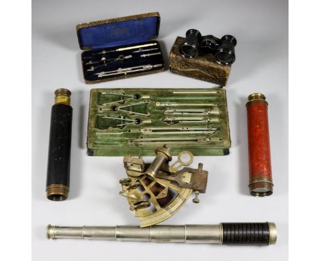 A Mixed Collection of Scientific Instruments, including - a five-draw telescope, 13.25ins (opened) - indistinct Southampton m