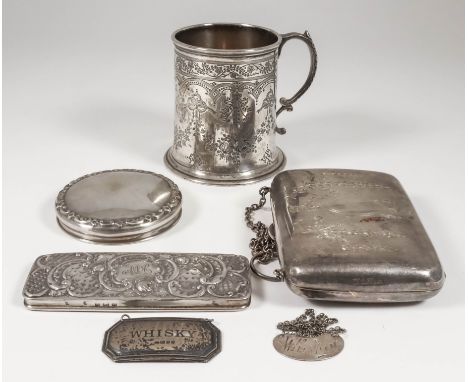 A Victorian Silver Christening Mug, and mixed silverware, the mugby The Goldsmiths Alliance Ltd, London 1871, engraved with r