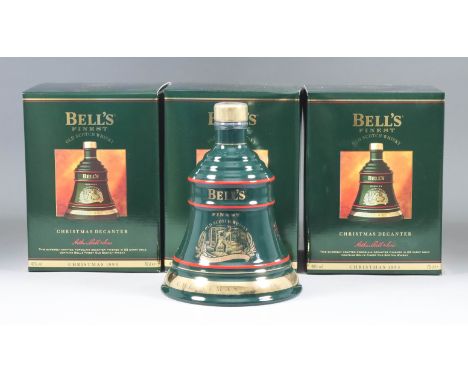 Fifteen Bell's Old Scotch Whisky "Christmas Decanters", 1993, each 70cl - containing 27 year old blended whisky, in bell-shap