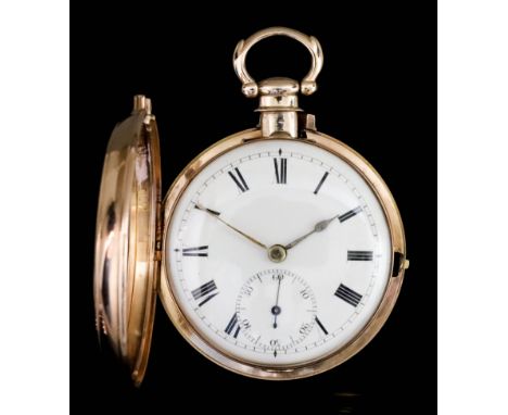 A 19th Century 18ct Gold Cased Pocket Watch, (anonymous), the white enamel dial with Roman numerals and subsidiary seconds di