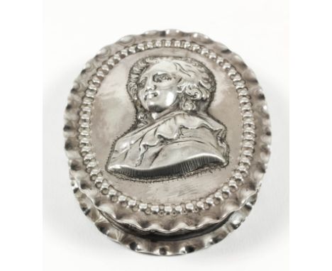 An Early 20th Century Dutch Silver Oval Snuff Box, with import mark for Edwin Thompson Bryant, London 1902, with crimped rim,