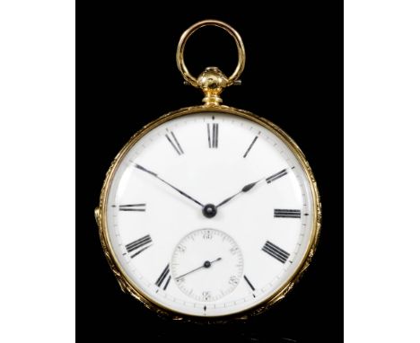 A Victorian 18ct Gold Cased Pocket Watch, (anonymous), No. 84348, the white enamel dial with Roman and Arabic numerals and su