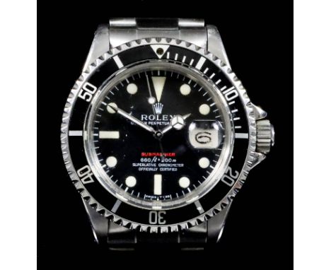 A Rolex Oyster Perpetual Submariner Superlative Automatic Chronometer, 1970's, stainless steel cased, Model No. 1680/0, Seria