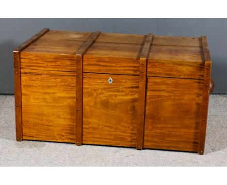 A Satinwood Two-Handled Trunk, 20th Century, 37ins wide x 22.5ins deep x 17ins high