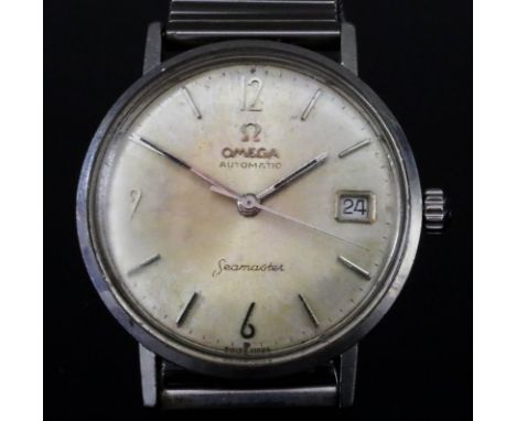 An Omega Seamaster Automatic Wristwatch, 1970's, stainless steel cased, the silver dial with Arabic and numeral batons and da