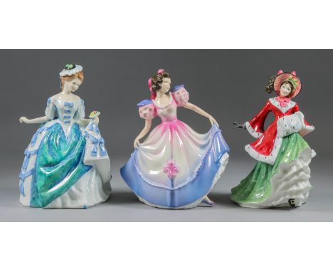 Eleven Royal Doulton Bone China Figures, including - "Winter Time" (HN3622), 8.5ins high, "Susan", (HN2952), 8.5ins high, and