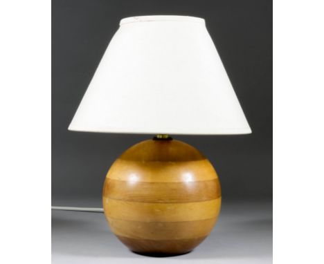 A Turned Wood Table Lamp, 1938, made as a trial piece for a presentation lamp given to the Queen Mother at the opening of the