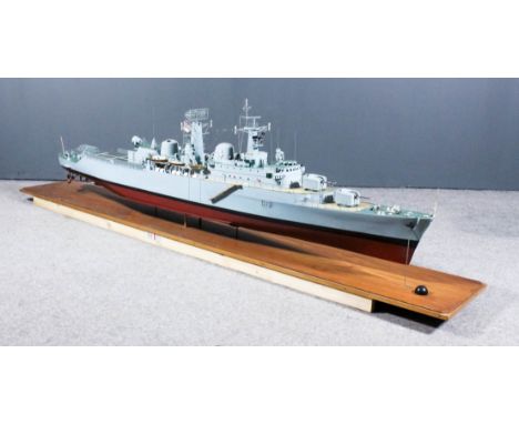 A Scratch Built Model of HMS Kent, by Sam Ludford, scale 1:72, 72ins x 17ins, cased, and a scratch built model of HMS Kent (u