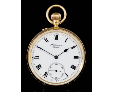An Edward VII 18ct Gold Cased Open Faced Keyless Pocket Watch "The Field Watch", by J. W. Benson, 62 &amp; 64 Ludgate Hill, L