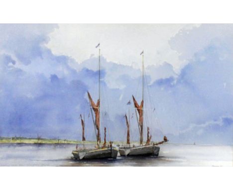 R. J. PARKER (20th Century English) - Three watercolours - "Looking North from Gillingham Strand", 16.25ins x 26ins, and "Med