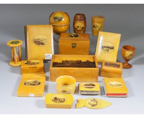 A Mauchline Photographic Ware Two-Division Playing Card Box - "Falls at Rumbling Bridge, Dunkeld", 2.5ins x 4.25ins x 3.25ins