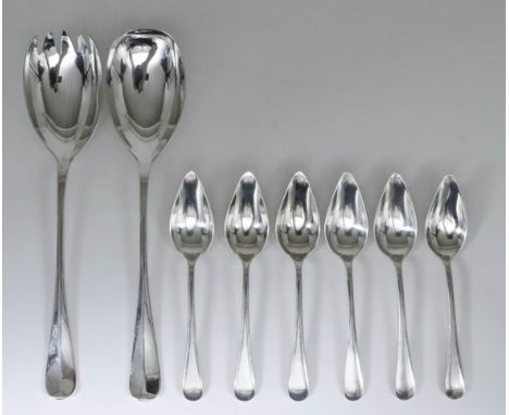 A Pair of George V Silver Old English and Rattail Pattern Salad Servers, by Cooper Brothers &amp; Sons Ltd, Sheffield 1922, w