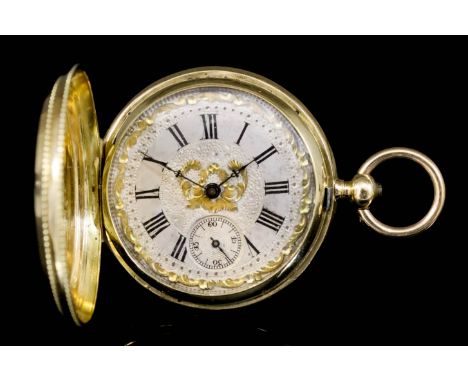 A Lady's 18ct Gold and Black Enamel Full Hunting Cased Pocket Watch, by F. J. Baron &amp; Co, Shaux De Fonds, No. 38833, the 