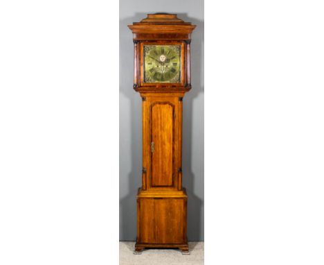 An Oak Longcase Clock, 18th Century, by John Seddon of Frodsham, the 12.5ins square brass dial with wide brass chapter ring w