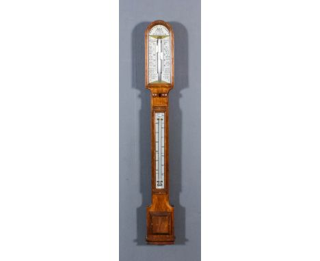 An Oak Cased "Admiral Fitzroy Storm Barometer" and Thermometer, Late Victorian, by Negretti &amp; Zambra, London, No. 3005, w
