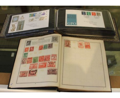 "The Triumph Stamp Album" of world stamps, together with an album of First Day Covers (2)