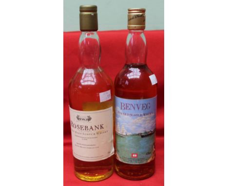 "Rosebank" lowlands Single Malt Scotch Whisky, 70cl, 1 bottle, and 1 bottle "Benveg" Fine Old Scotch Whisky, 70cl, (2)