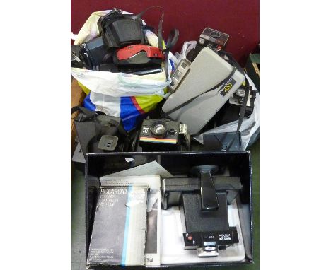 A Polaroid Colorpack 80 set, boxed and other instant cameras, etc.