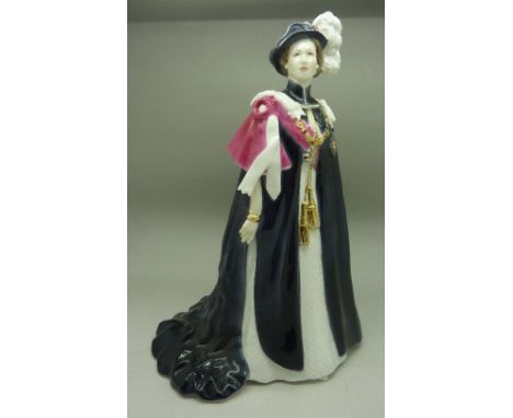 A Royal Worcester figure of H.M. Queen Elizabeth II, The Order of the Garter, limited edition
