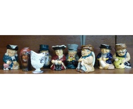 Eight character/Toby jugs, a Dutch vase with portrait of a fisherman and a slag glass jug