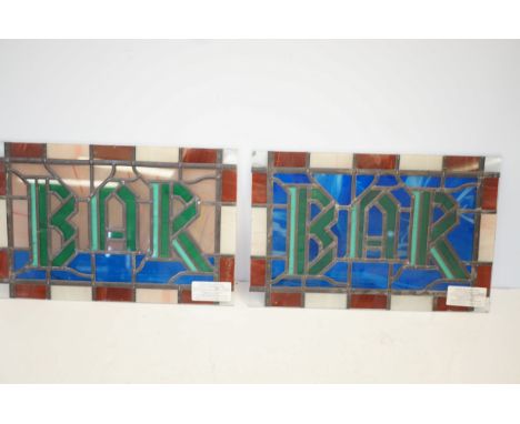 2x leaded light stained glass panels 'Bar'