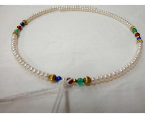 PEARL &amp; GEM SET CHOKER NECKLACE