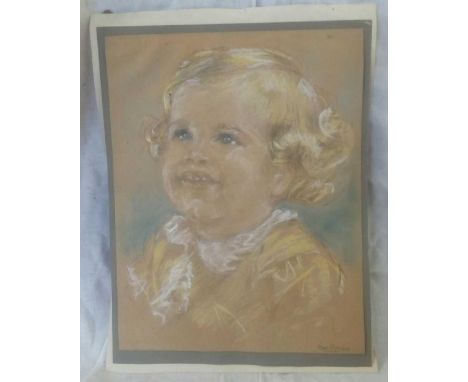 CHARCOAL AND CHALK PORTRAIT OF A LITTLE GIRL, SIGNED SHARPE