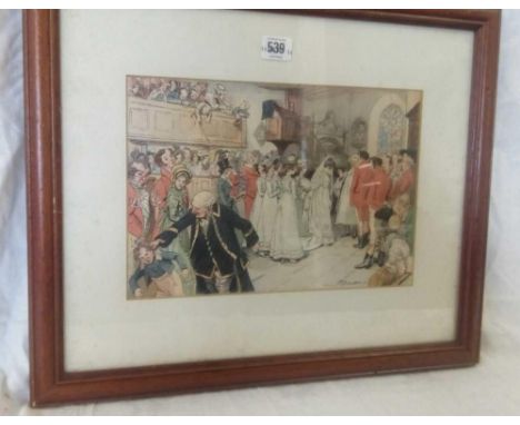 COLOURED PEARS PRINT OF A WEDDING CEREMONY. SIGNED AND DATED '97