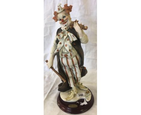 HEAVY PORCELAIN FIGURE OF CLOWN PLAYING VIOLIN BY FLORENCE OF ITALY BASE STATES ORIGINAL GIUSEPPE AMANI 13.5'' TALL - GOOD CO