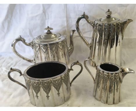 4 PIECES OF PERIOD SILVER PLATED TEA SERVICE