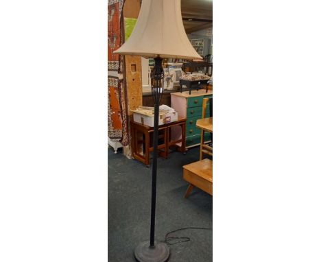 BLACK METAL STANDARD LAMP WITH CREAM SHADE