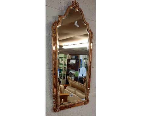ART DECO GILT FRAMED BEVELLED EDGE MIRROR 3FT LONG