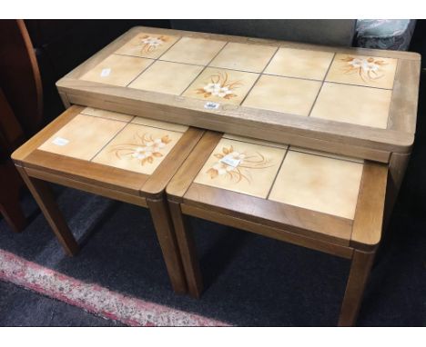 TILE TOP NEST OF 3 TABLES
