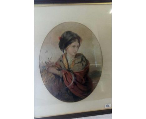 OVAL PORTRAIT OF A YOUNG HARVEST GIRL, SIGNED W ROBINSON (PRINT ?)