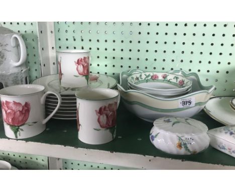 ROYAL DOULTON PRINCETON CUPS, SAUCER &amp; PLATES WITH COALPORT DISH &amp; LID, A WEDGWOOD DISH &amp; LID WITH OTHER CHINAWAR