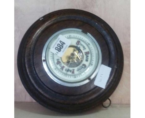 ROUND WOODEN PERIOD BAROMETER
