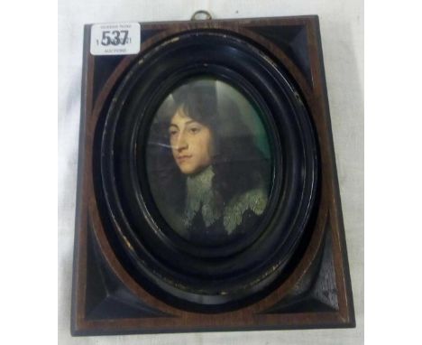 PORTRAIT OF A 17THC GENT, OVAL, IN INTERESTING DOUBLE FRAME [PRINT?]