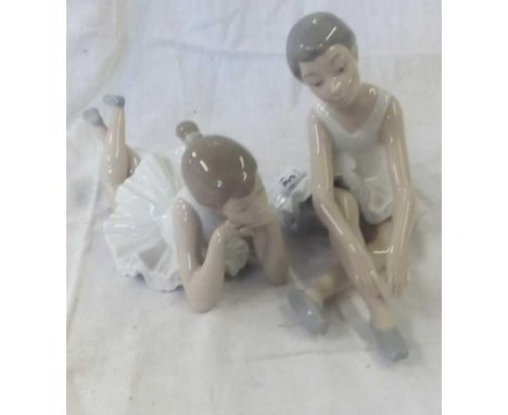 2 NAO BALLERINA FIGURINES, 1 SITTING, 1 LYING - UNDAMAGED