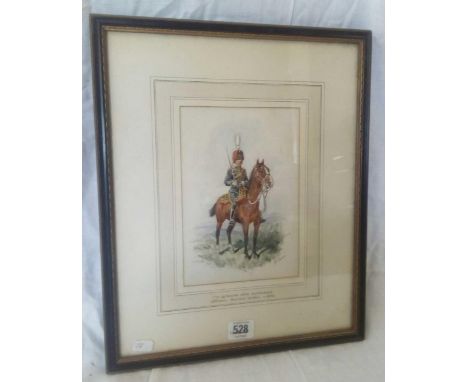 R SIMPKIN, A WATERCOLOUR OF AN OFFICER OF THE 7TH QUEENS HUSSARS,  REVIEW ORDER C1905, INSCRIBED IN HAND BELOW THE IMAGE, LAB