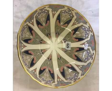 LARGE ART DECO STYLE FRUIT BOWL RETAILED BY LIBERTY IN LONDON MADE BY MASONS IRONSTONE 10 1/4 DIA' X 3 3/4'' HIGH - NO DAMAGE