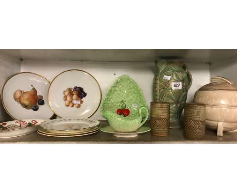 SHELF OF CARLTONWARE LEAF PLATE &amp; GRAVY BOAT WITH DISH &amp; OTHER CHINAWARE