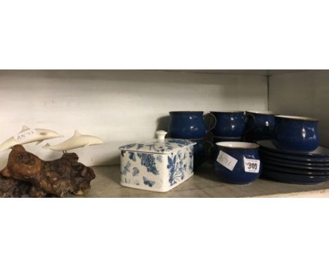 DENBY CUPS &amp; SAUCERS,JOHN PERRY BURWOOD DOLPHIN FIGURES &amp; PORTMEIRION DISH &amp; LID&nbsp;
